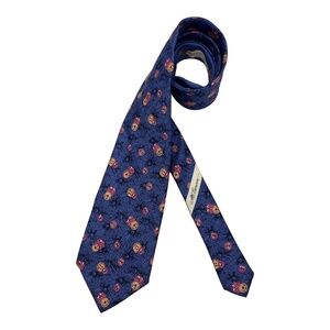 ANDRÉ CLAUDE CANOVA Blue Art Button Silk LUXURY Tie HANDMADE ITALY